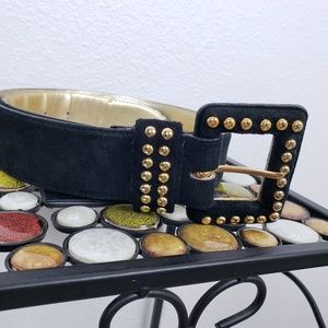 Genuine leather | Gold embellished suede belt Sz M